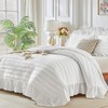 Ruffled Quilt Set California King Size 100 * 114 in - 3 Pieces Solid Shabby C... gallery