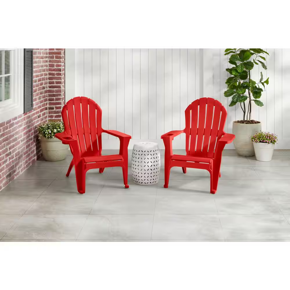 Ruby Red Plastic Adirondack Chair with Cup and Phone Holder gallery