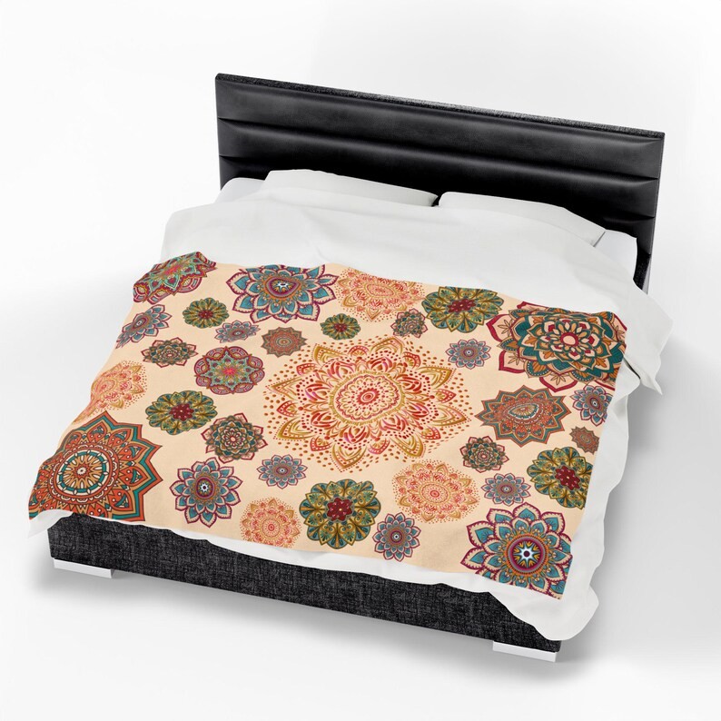 Boho Mandala Pattern Blanket Soft Plush Throw Cozy gallery