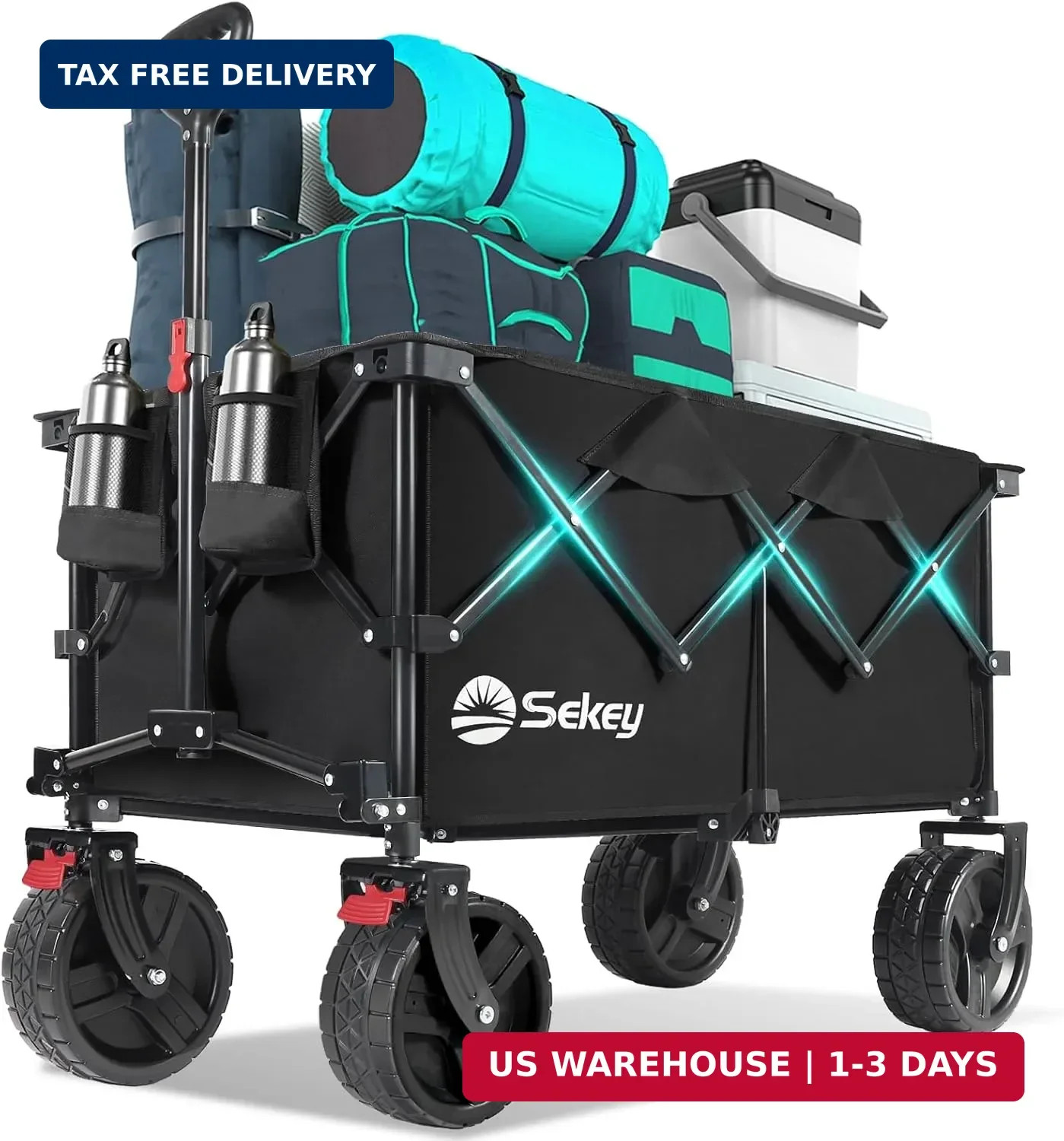 Sekey 220L Wagons Carts Foldable with Big All-Terrian Beach Wheels, Collapsible gallery