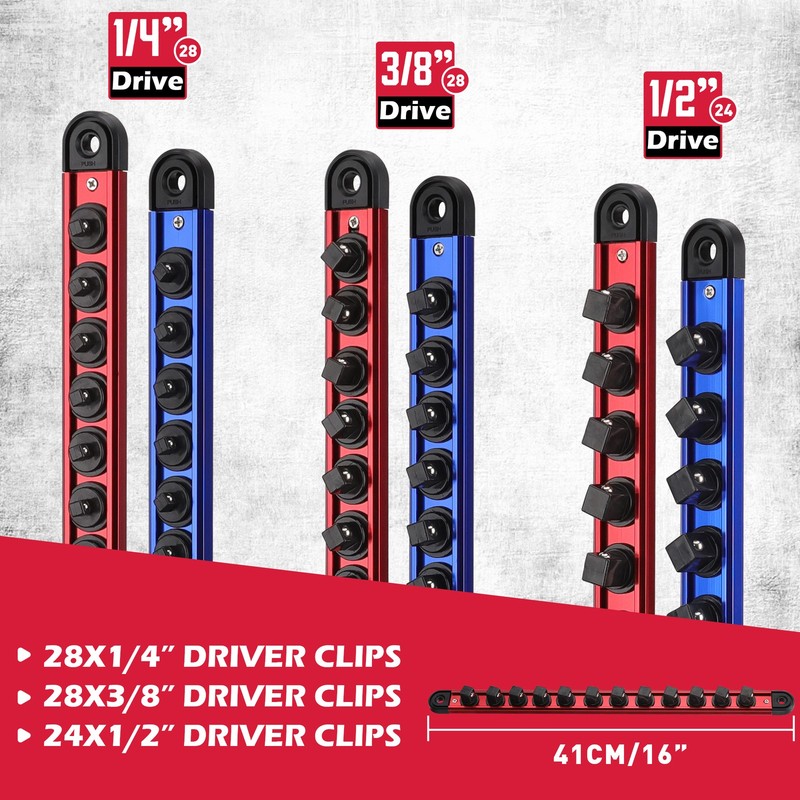 6PC Magnetic Socket Holder Organizer Set 1/4 3/8 1/2 Socket Tray For Auto Garage gallery
