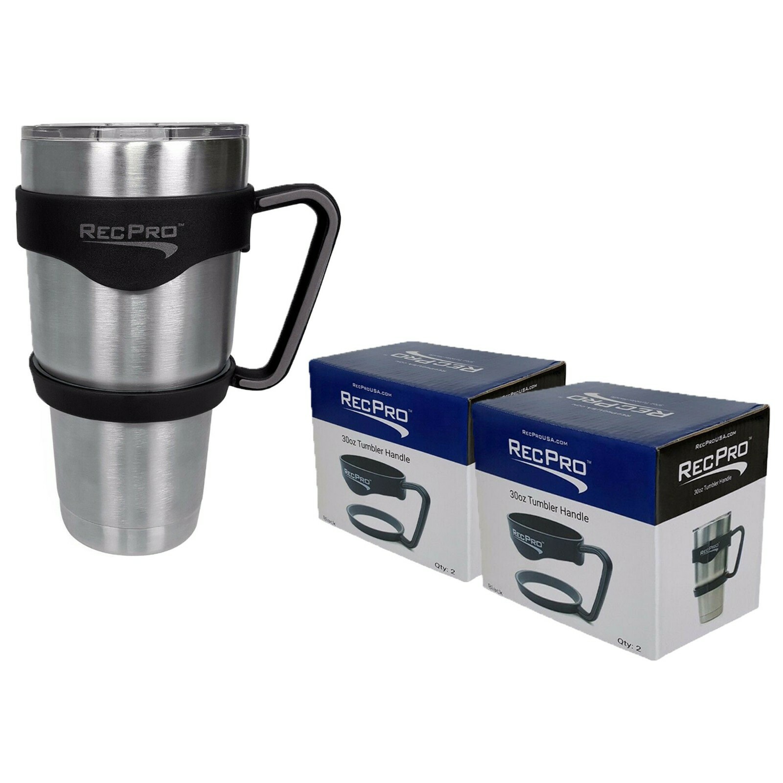RecPro 30Oz Handles For Stainless Steel Tumblers Black And Gray gallery