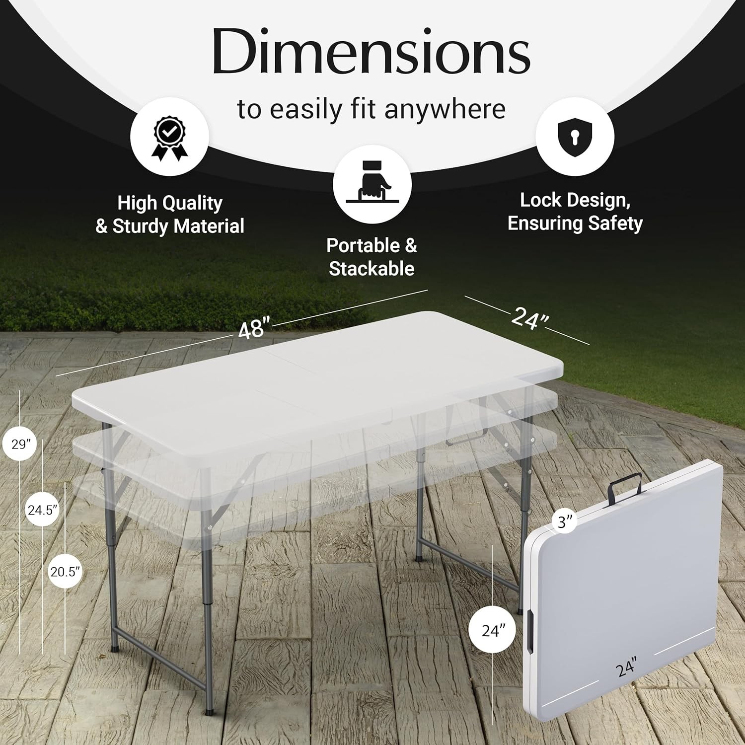 Used 4-Ft Plastic Folding Table - Ideal for Indoor/Outdoor Dining & Party Use gallery