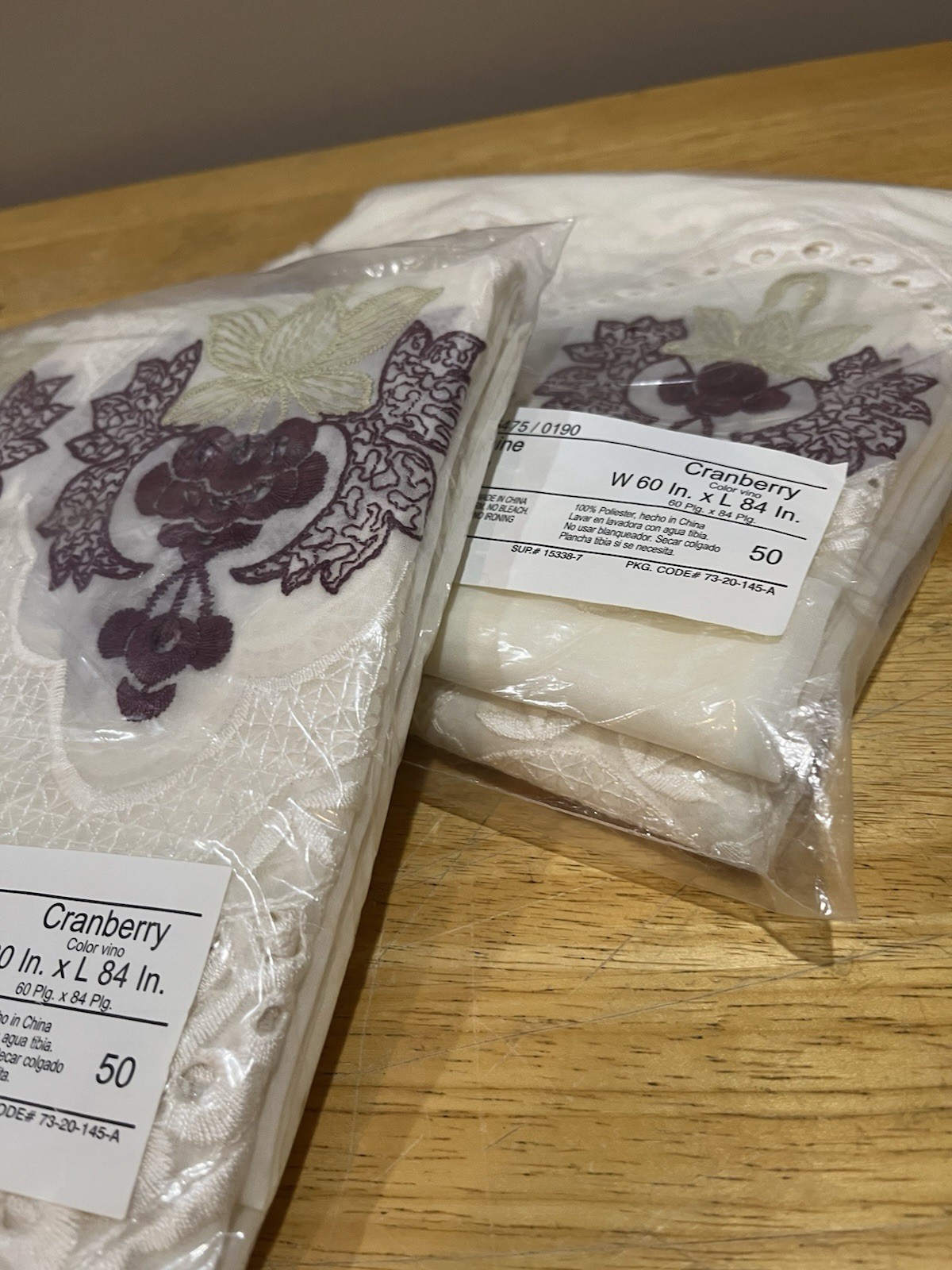 Jc Penney Home Collection Lorraine Cream & Cranberry Lace Sheer (2)Panels 60x84" gallery