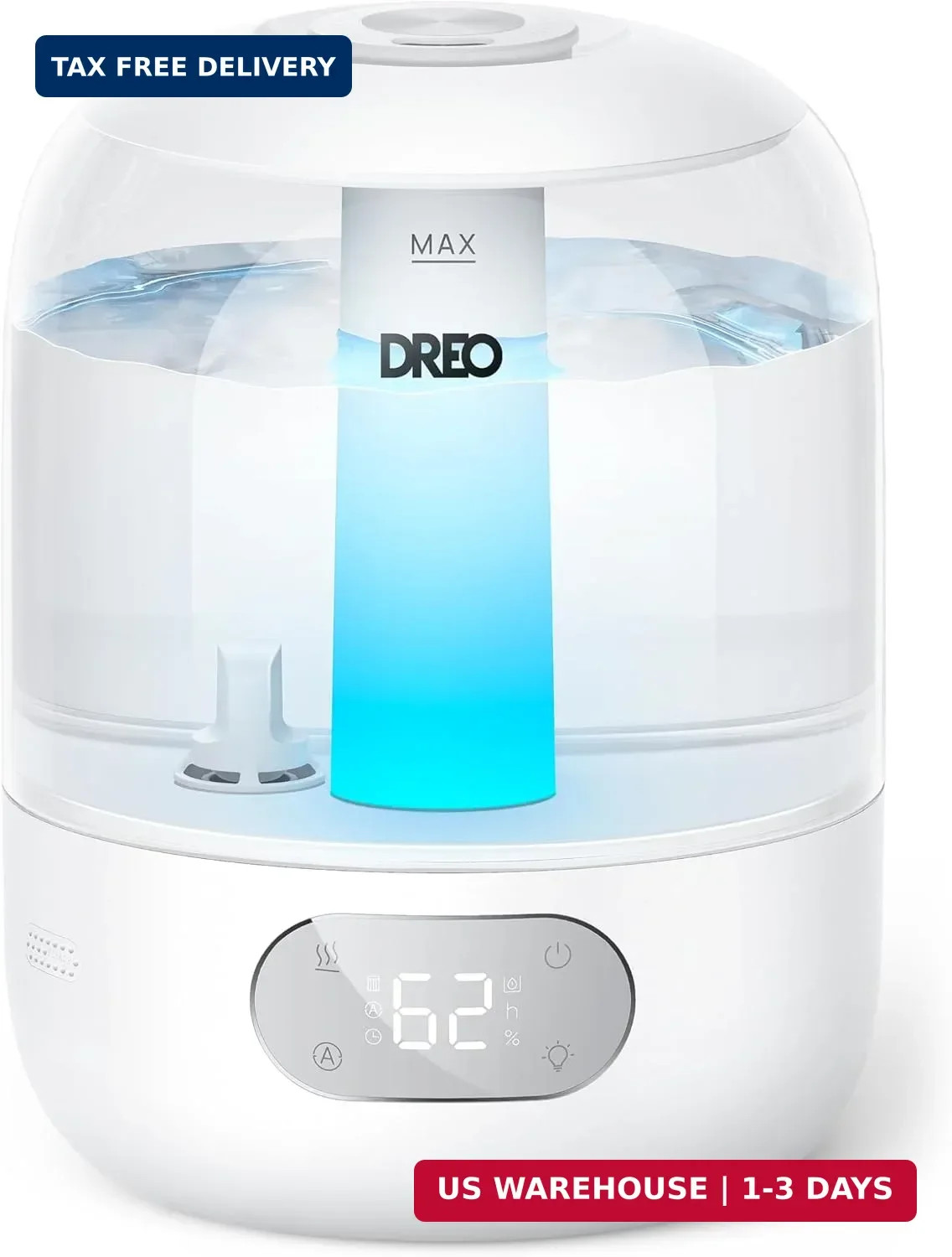 DREO Humidifiers for Bedroom, 3L Top Fill 30H & 26dB Quiet Runtime for Large Roo gallery