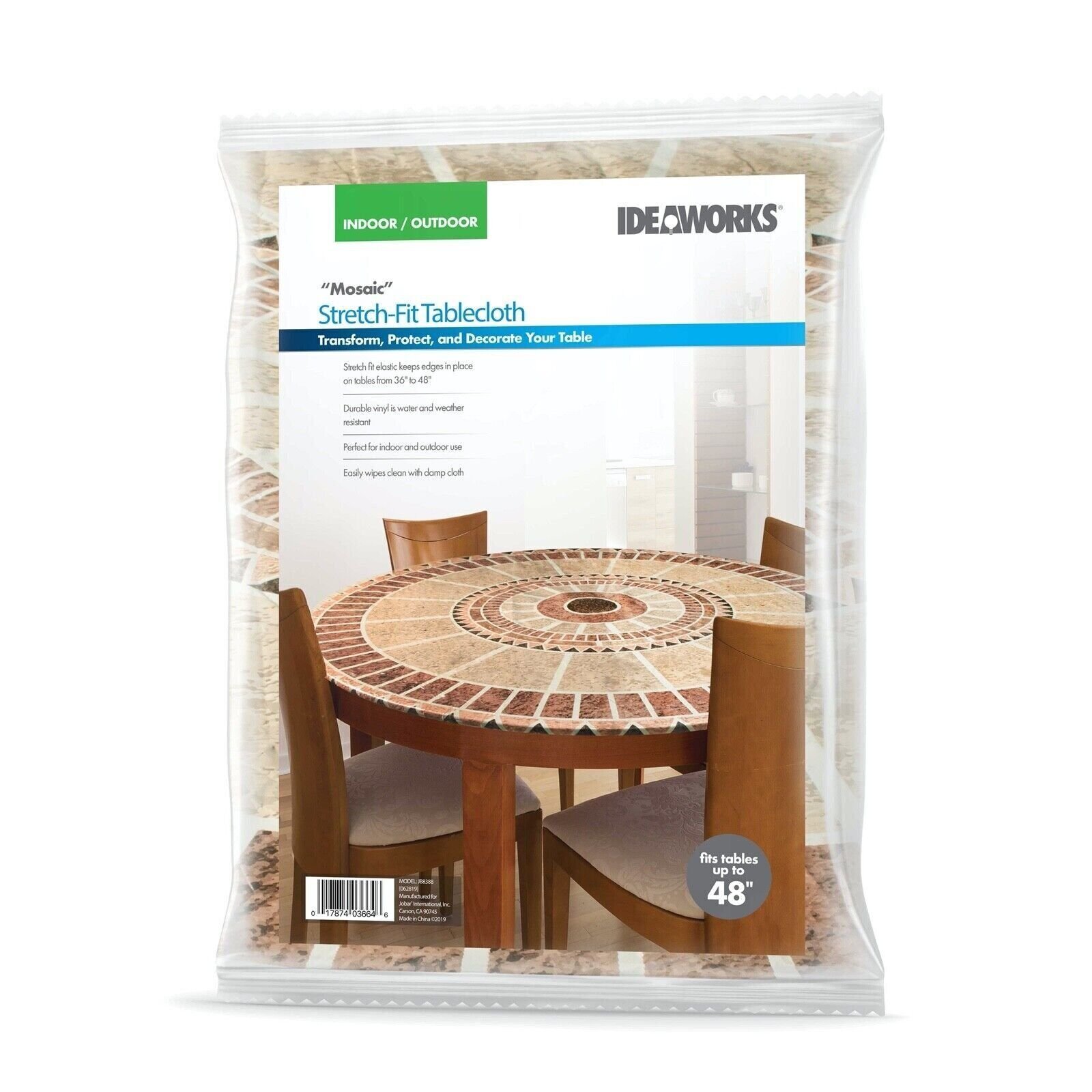 Mosaic Fitted Round Table Cover - Indoor/Outdoor Decorative Stretch Cover NEW gallery