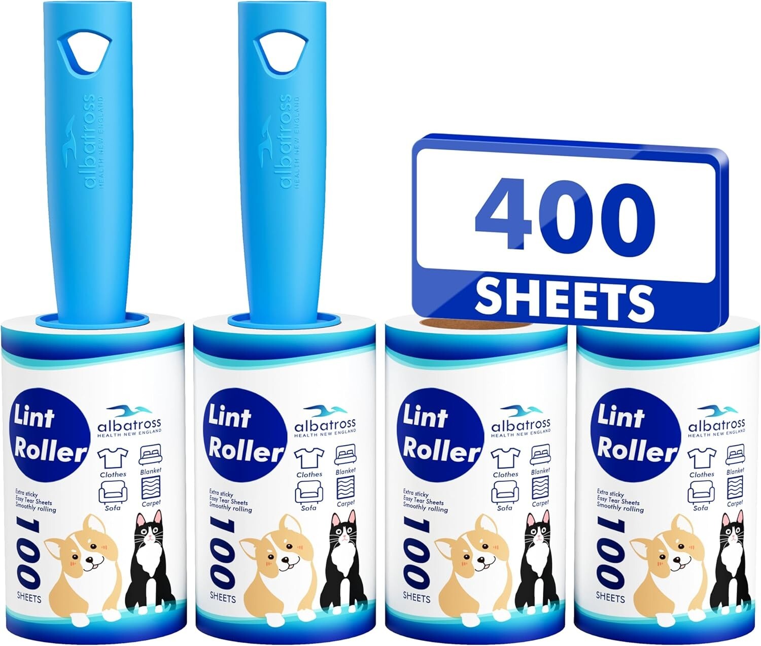 Extra Sticky Lint Roller - Set 400 Sheets for Pet Hair Removal, Dog gallery