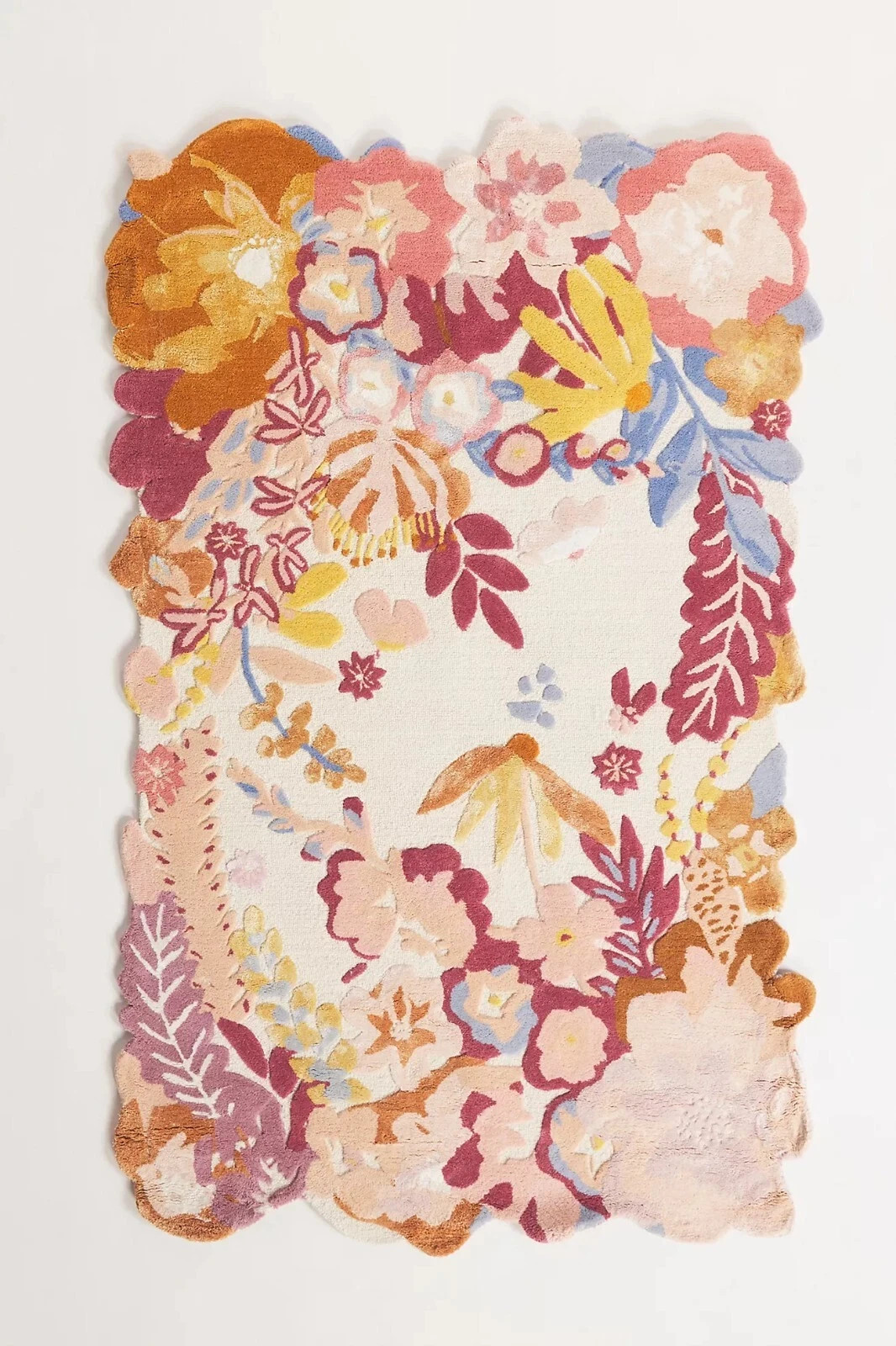 Jardin Floral Pink High & Low Pile Modern Hand-Tufted 100% Wool Area Rug Carpet gallery