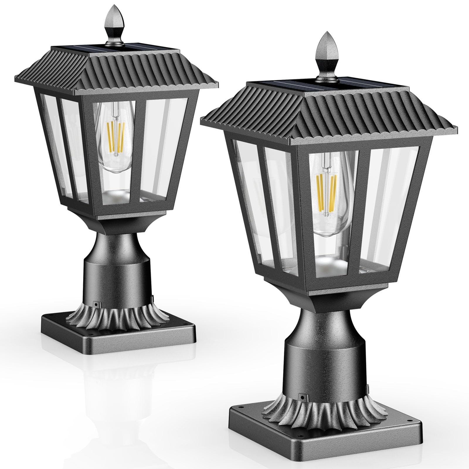 New Solar Lamp Post Light Outdoor - 3000K Warm White, IP45 Waterproof Lights for gallery