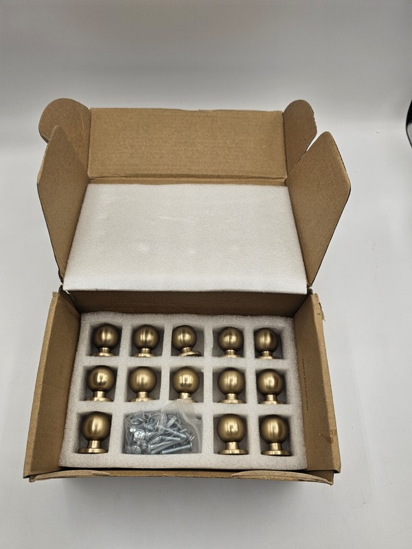HARPOON 10 Pack Cabinet Round Knobs Brushed Gold Furniture Hardware Pull - 1"... gallery
