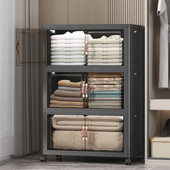 Extra Large Stackable Storage Bins with Lids & Wheels & Door,Foldable Collapsibl