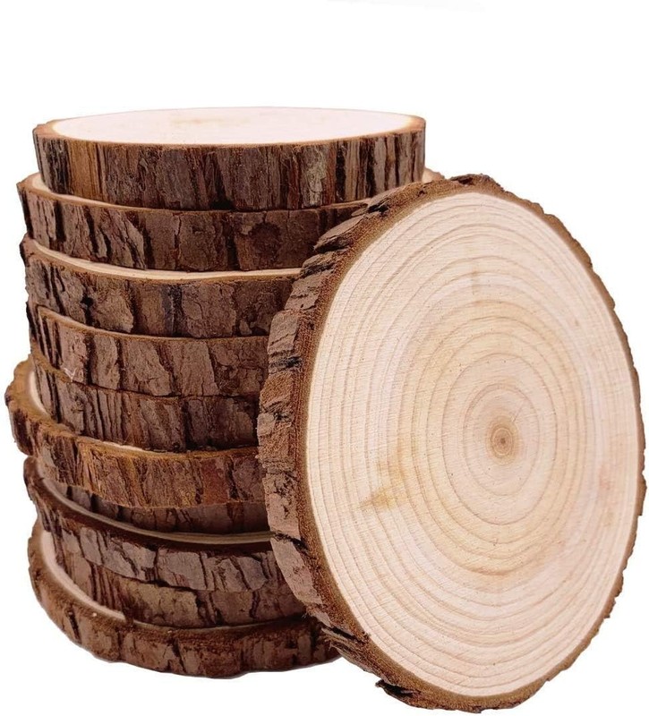10 Pcs Pre-Sanded Pine Coasters (4.2-4.7 inches) - Ideal for Weddings & Crafts gallery