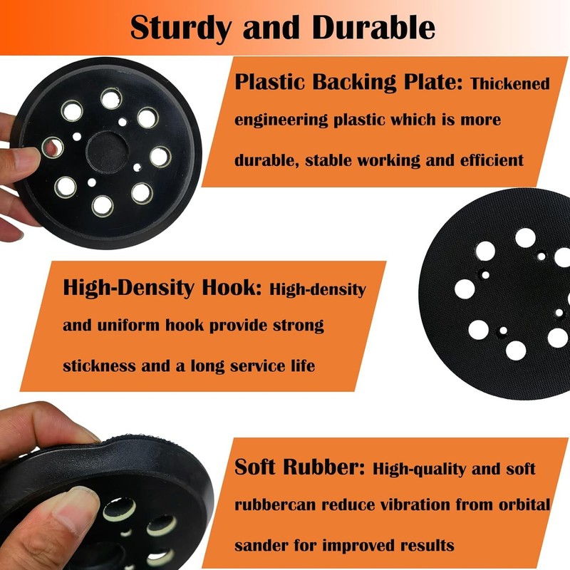 2 Pack 5 Inch 8 Hole Hook and Loop Sander Pad for Ridgid R2600, R2601 5" gallery