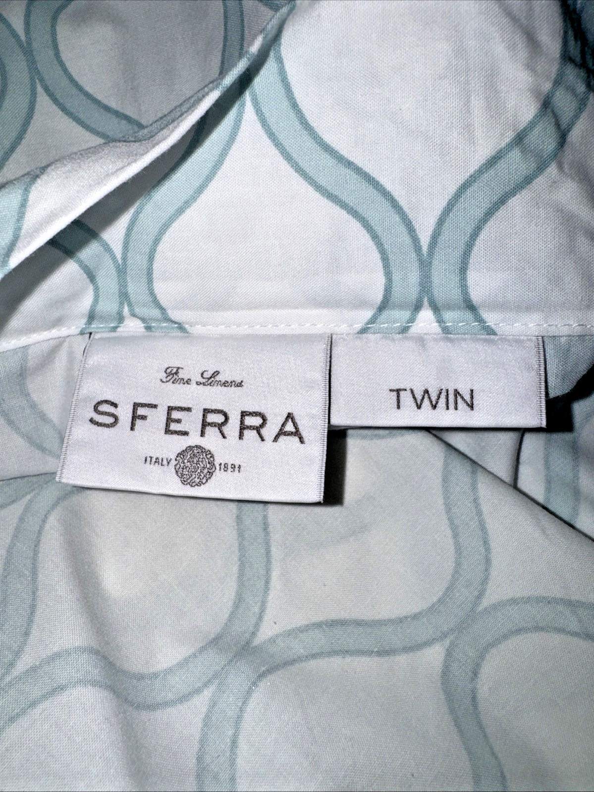 SFERRA White & Turquoise Duvet Comforter Cover TWIN 100% Egyptian Cotton Italy gallery