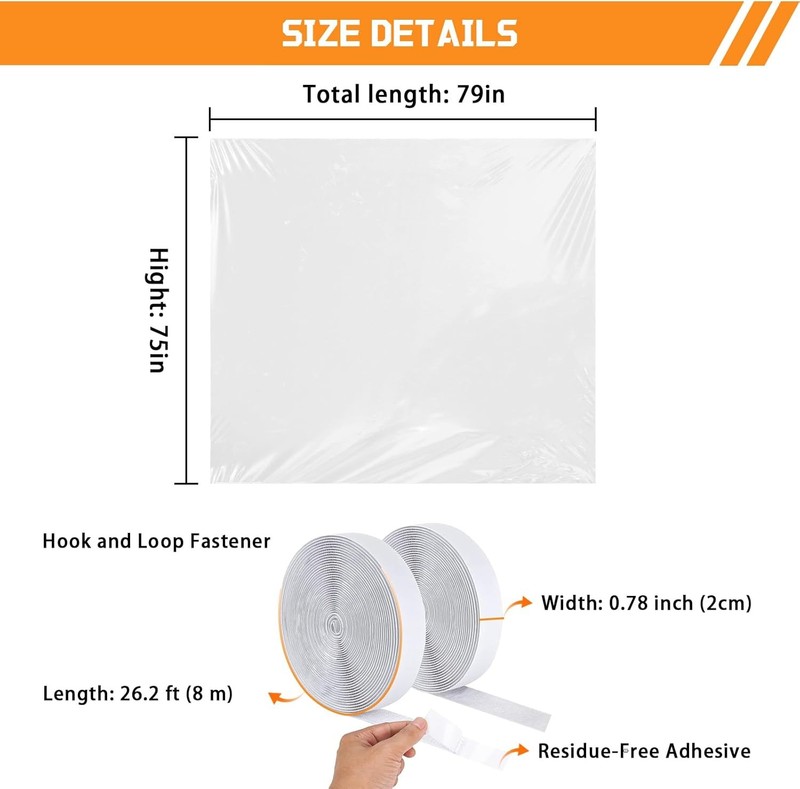 Heavy Duty Window Insulation Kit for Winter - 75 in x 79 in Clear Plastic 180㎛ gallery