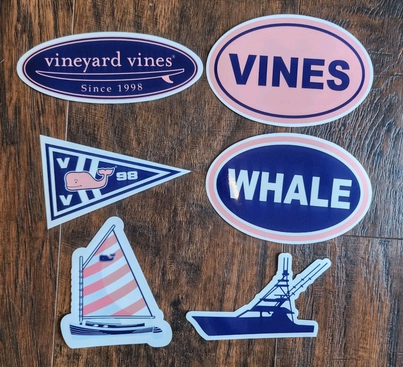 Authentic Vineyard Vines Classics Stickers Pack Pink Whale Decals, 12 Pieces NEW gallery