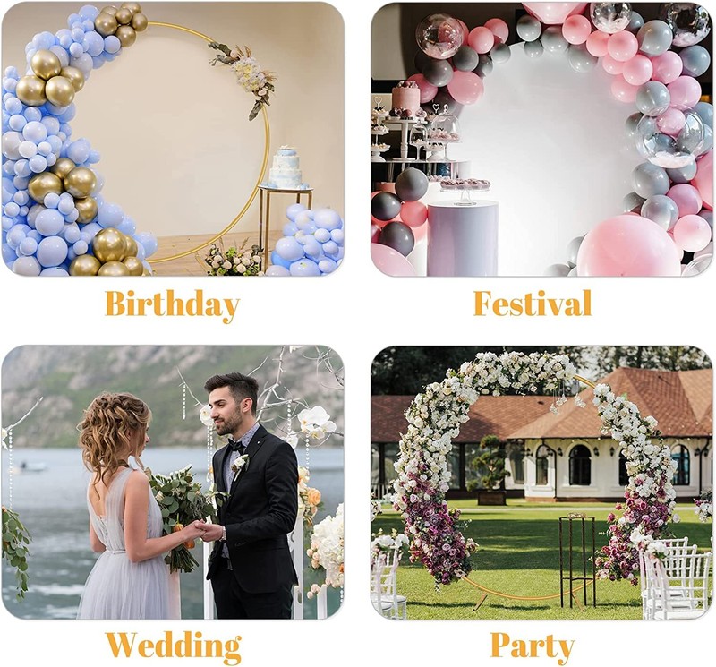 6.6FT Round Backdrop Stand Golden Circle Balloon Arch Wedding Ring Arch Stand gallery