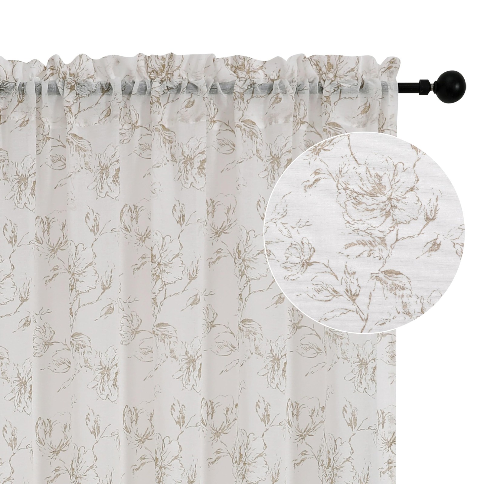 Miss Selectex Sheer Curtains 63 Inch Length 2 Panels Set - Drapes Linen gallery