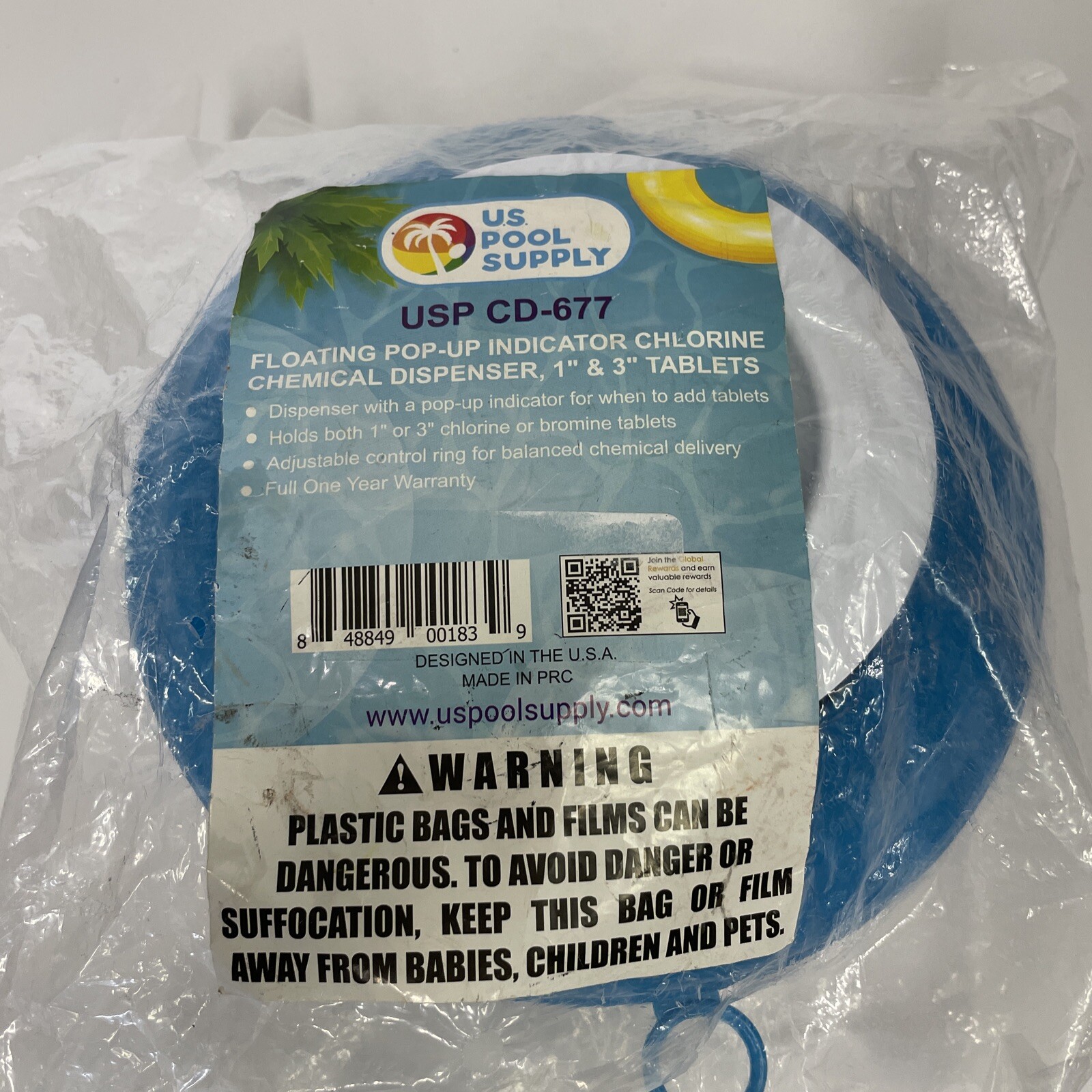U.S. Pool Supply Floating Pool Chemical Dispenser Pop Up Indicator 1” 3" Tablets gallery