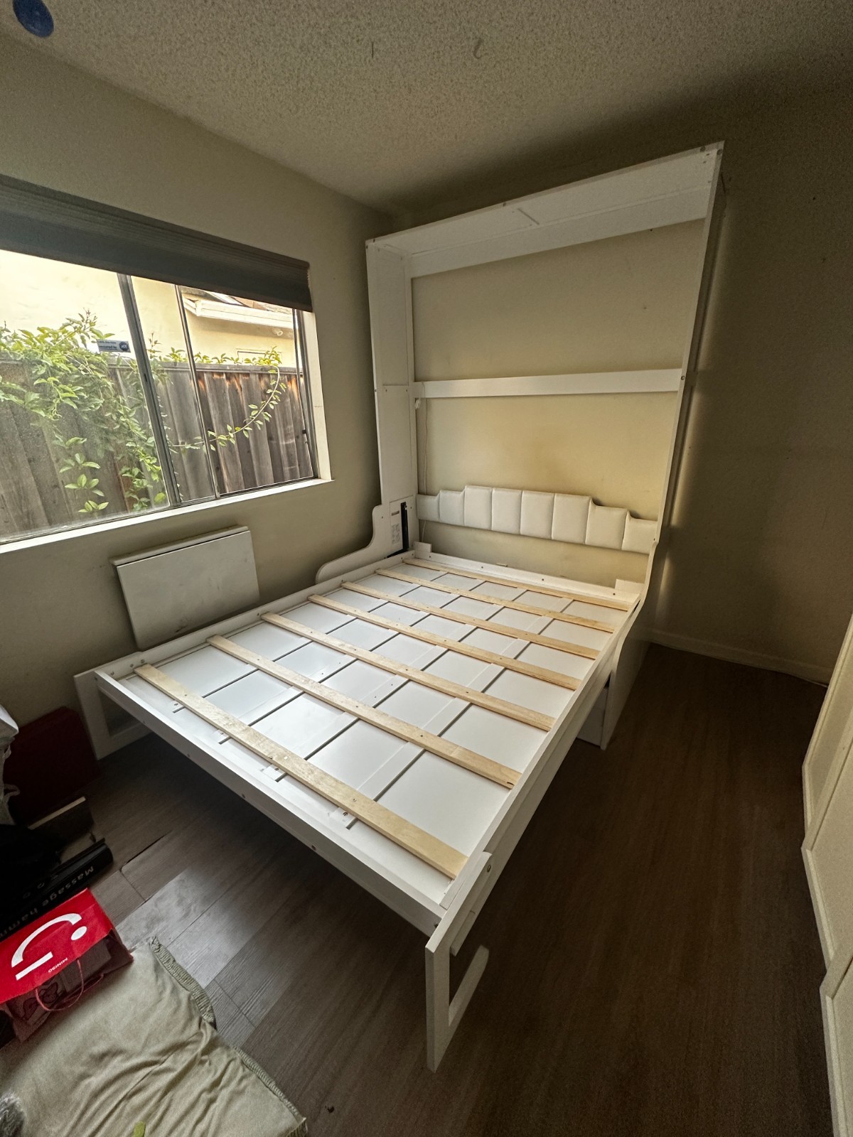 White Queen Murphy Bed with Built-In Bench Seating Couch – Space Saving Wall Bed gallery