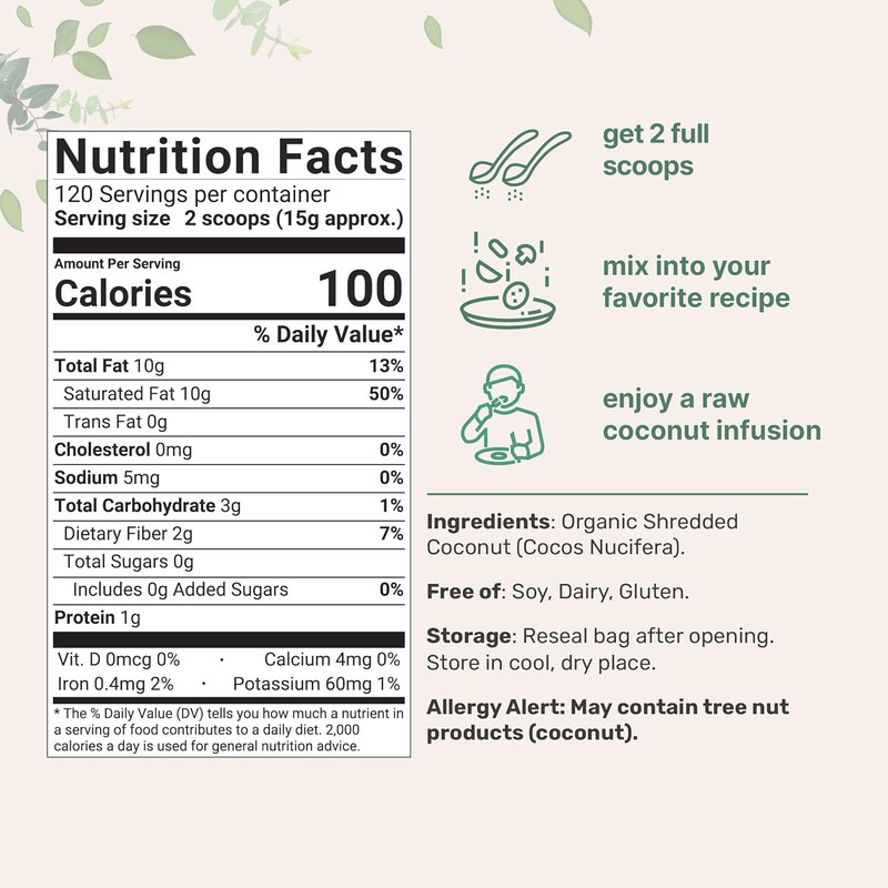 Micro Ingredients Organic Shredded Coconut Flakes, 4Lbs, Raw, Unsweetened Flavor gallery