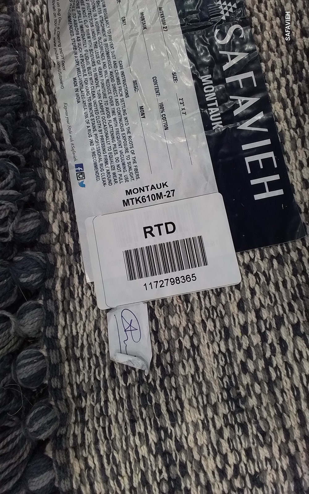 GREY 2'-3" x 7'-0" Flaw in Rug, Reduced Price 1172798365 MTK610M-27 gallery