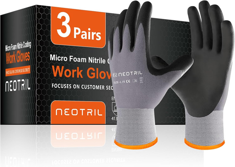 Safety Work Gloves Microfoam Nitrile Coated-3/6/12/36 Pairs,Breathable Nylon Wor gallery
