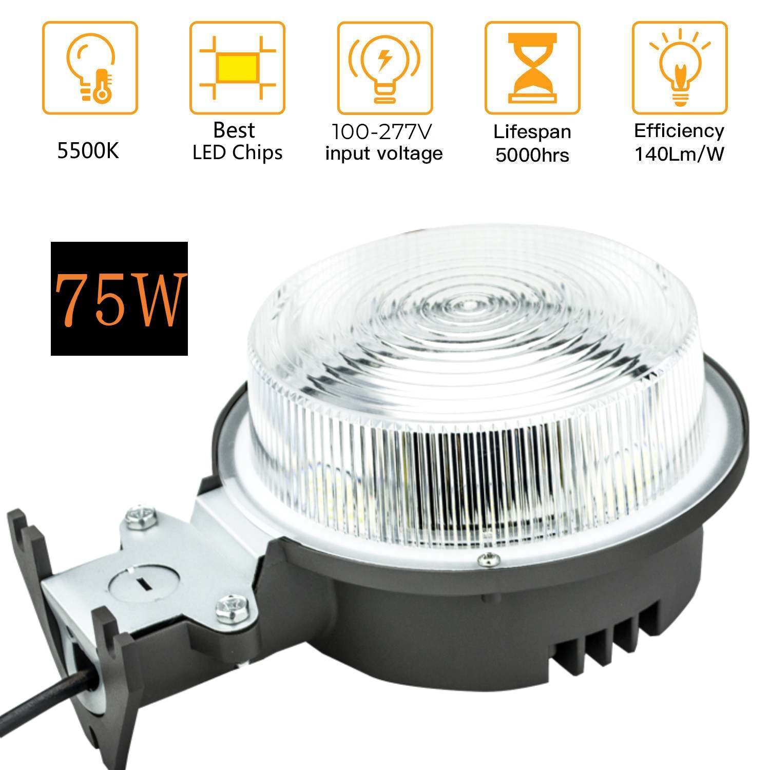 LED Barn Yard Street Outdoor Security Light Dusk to Dawn Flood Light 75Watt IP65 gallery