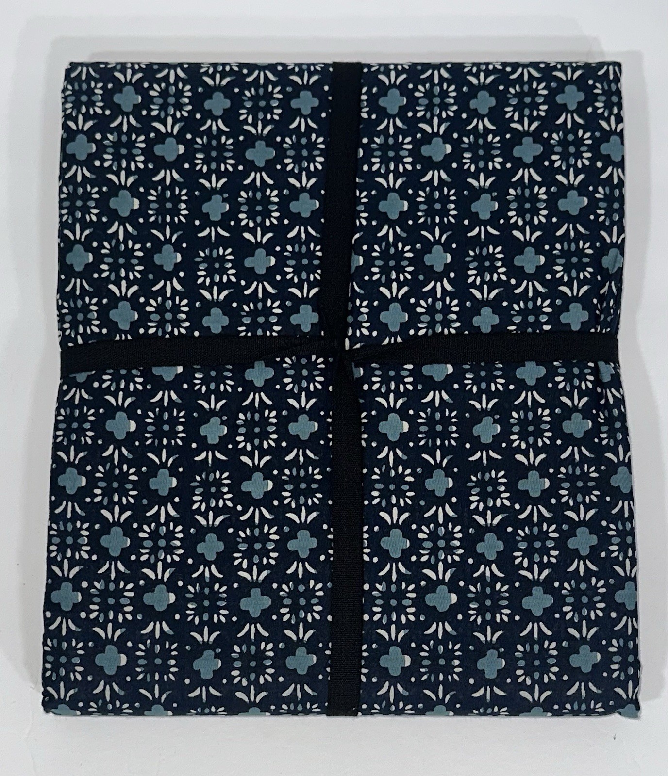 West Elm Jude Block Print Tablecloth Blue White 100% Cotton 70" x 108" gallery