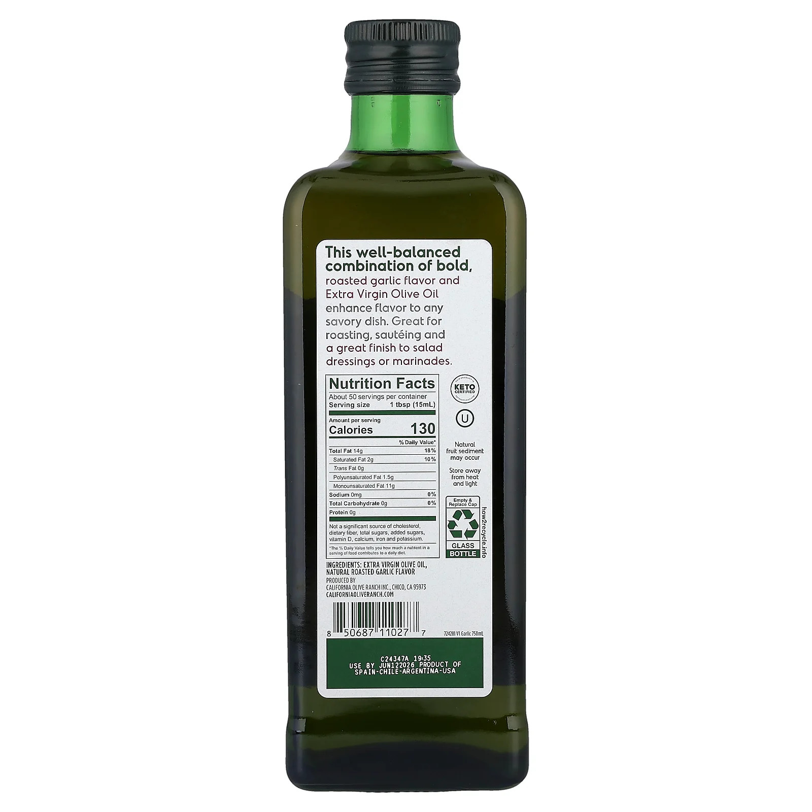 Extra Virgin Olive Oil, Garlic, 25.4 fl oz (750 ml) gallery