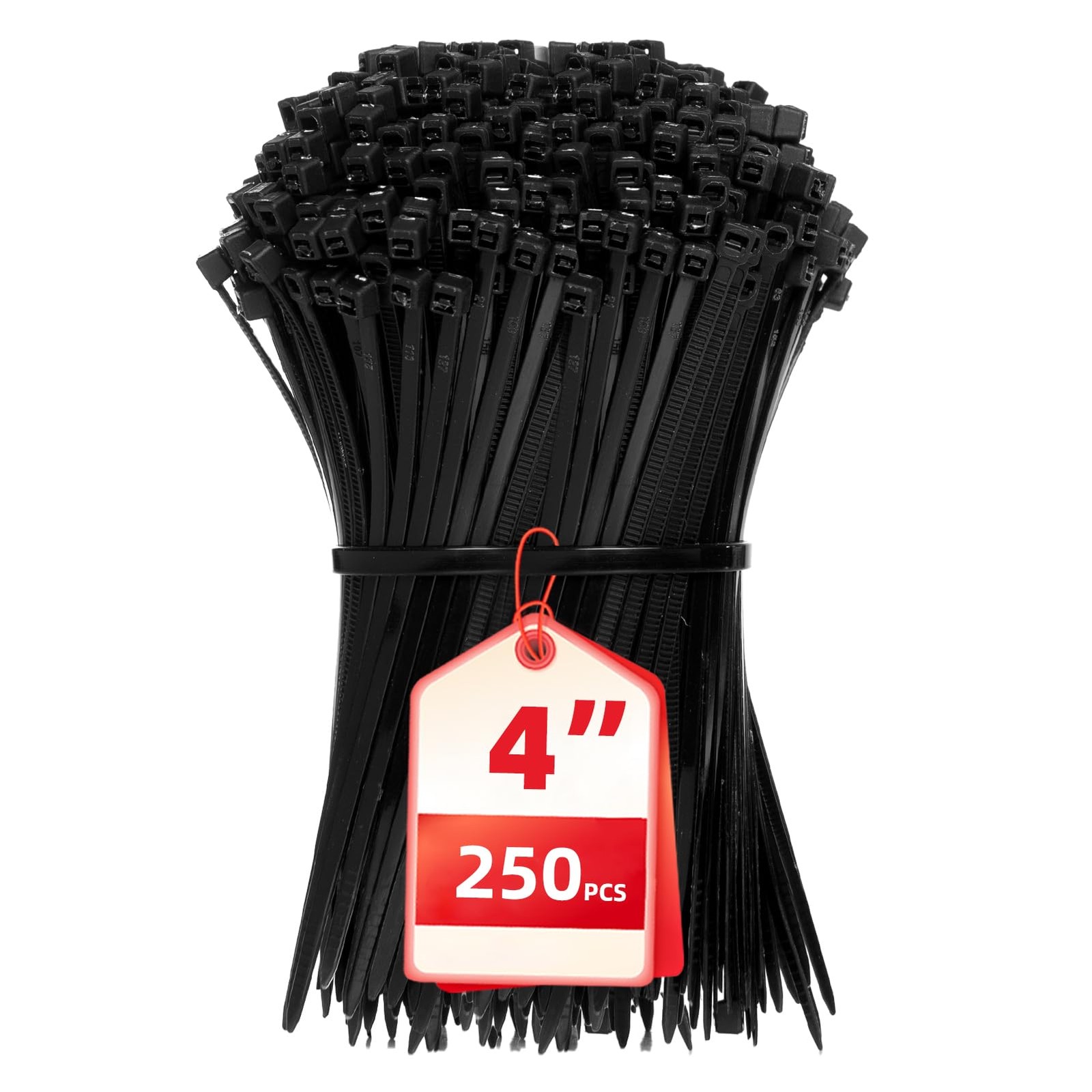 Cable Zip Ties,4 Inch Small Ties,250PCS 4"(250 Pack) 18 Lb, Black gallery