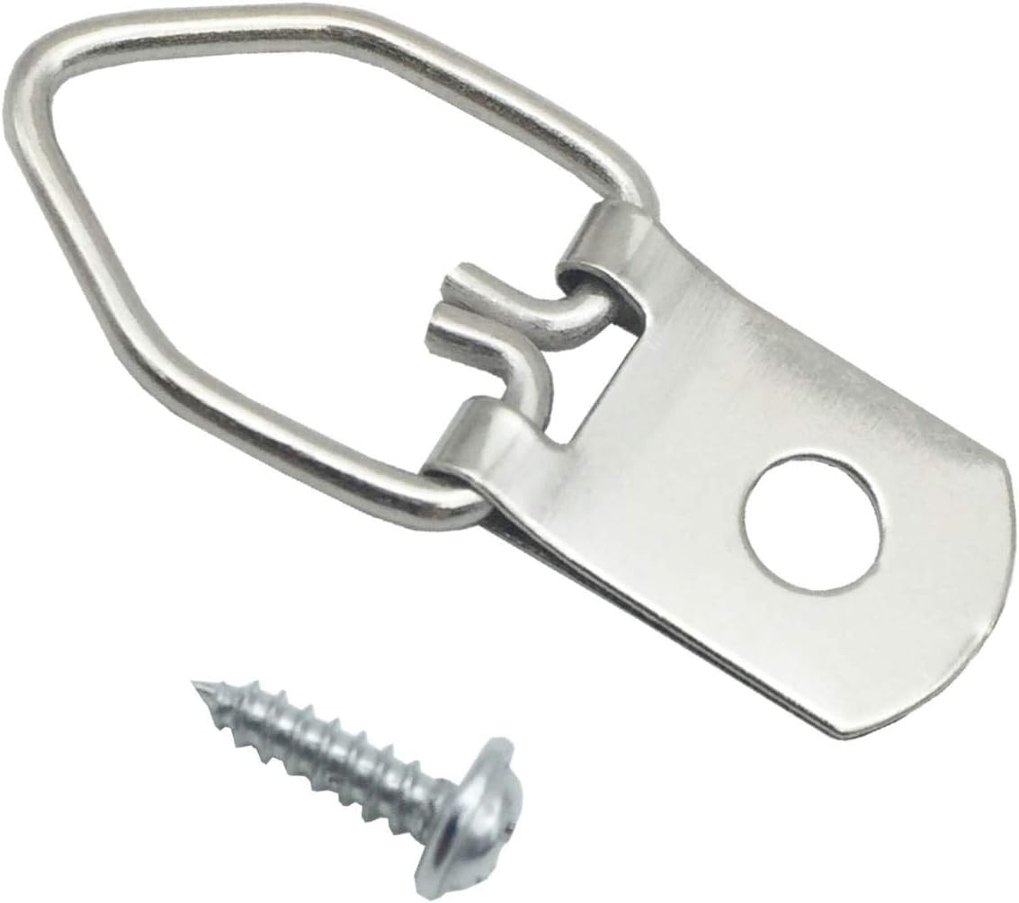 100 Pack Small D-Ring Steel Picture Hangers with Screws Picture Frames Picture H gallery