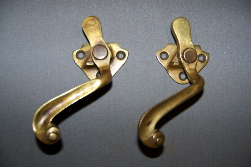 Two, Used, Vintage, Solid Brass Latches, With No Keepers - SEE INFO gallery