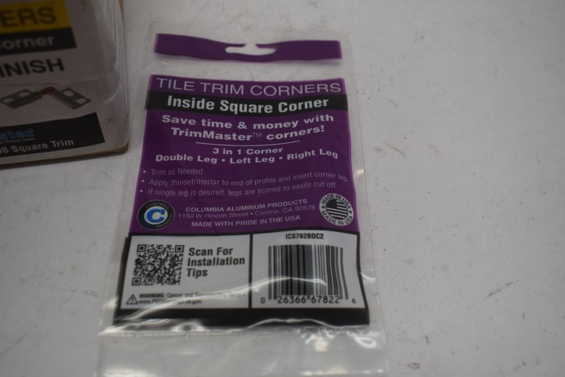 TrimMaster 90° Inside Square Corner 3/8" Chrome Finish Tile Corners Lot of 20 gallery