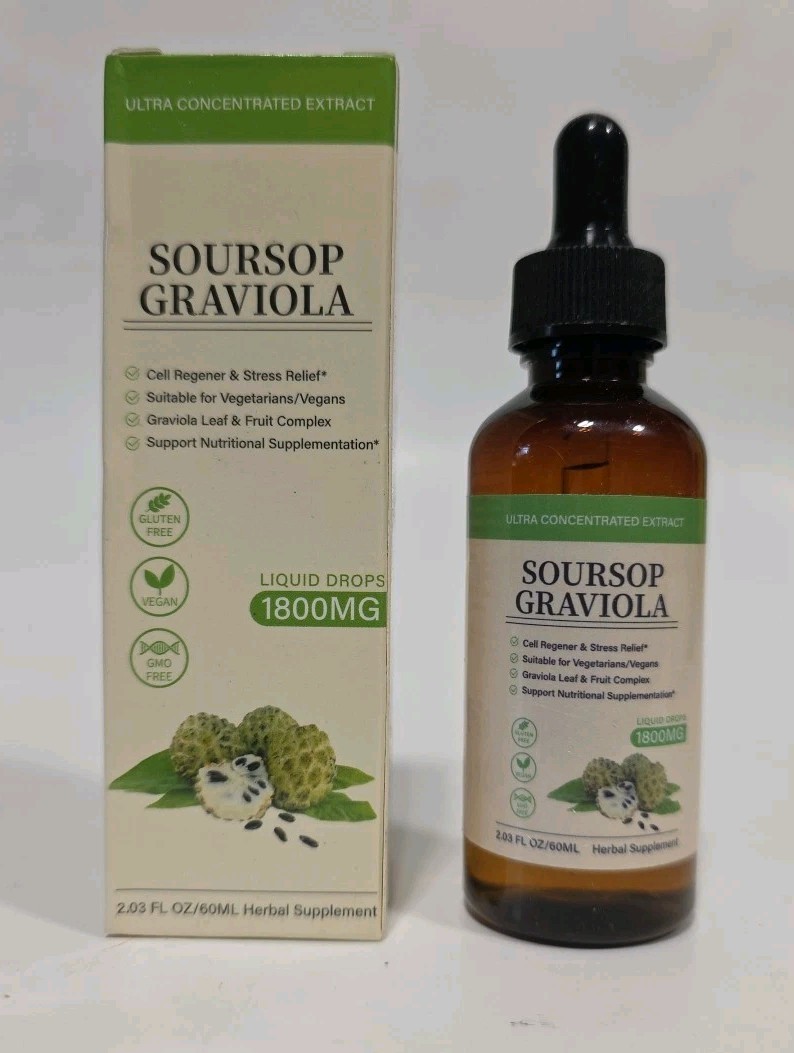 Soursop Graviola, 100% Natural Organic Drops, 2 fl oz Herbal Supplement Exp 7/27 gallery
