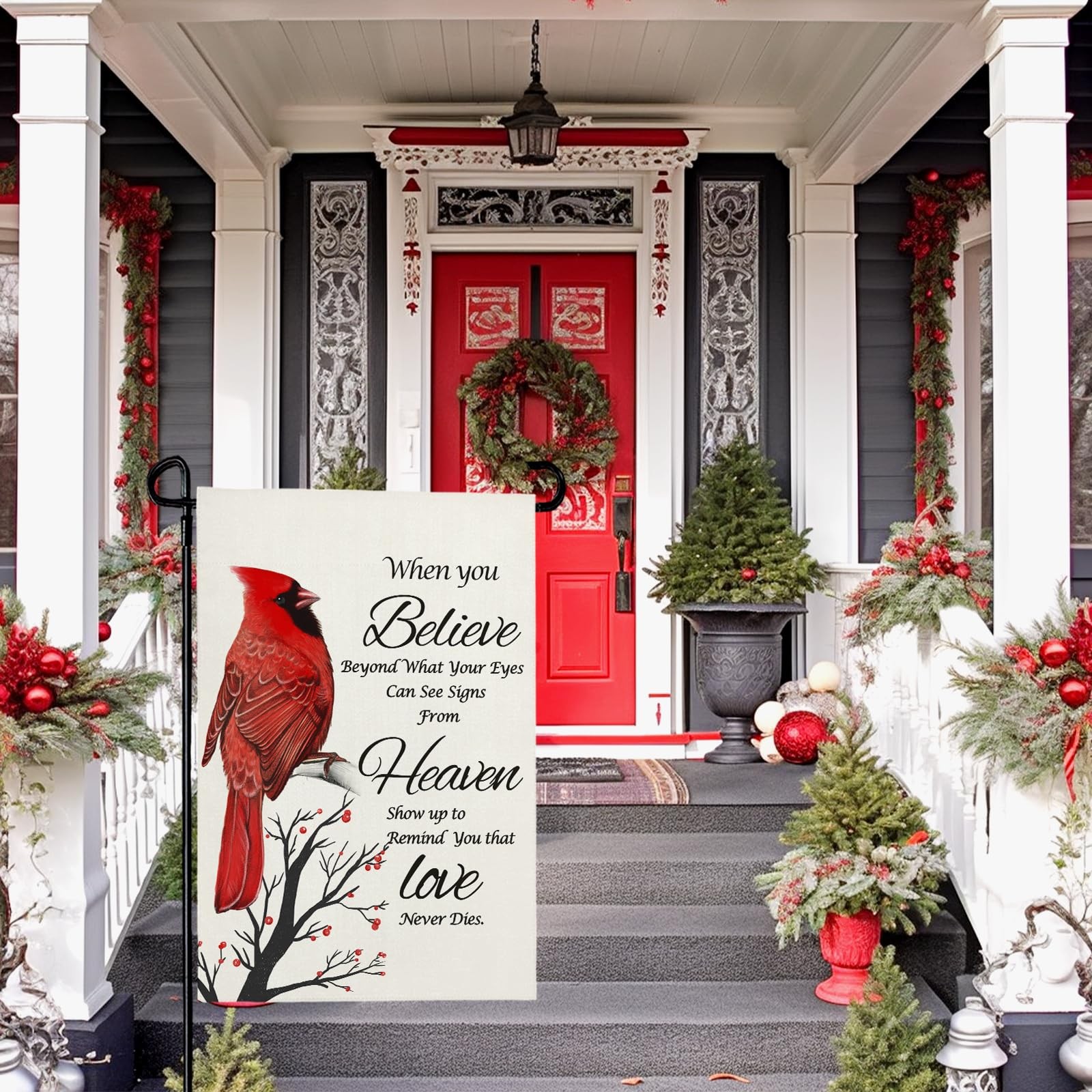 Cryfox Winter Cardinal Garden Flag Religion Decorative Yard Flag for Garden P... gallery