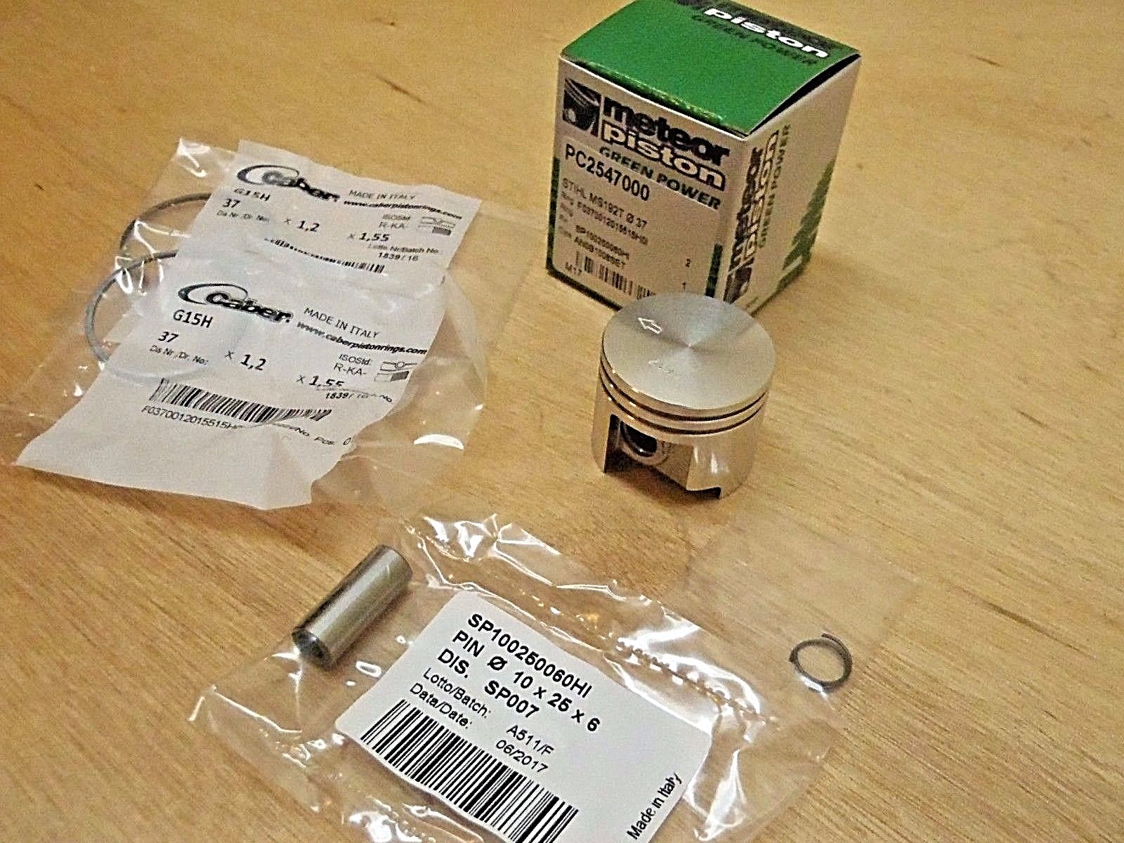 Meteor piston kit for Stihl MS192T 37mm with Caber rings Italy NEW 1137 030 2002 gallery