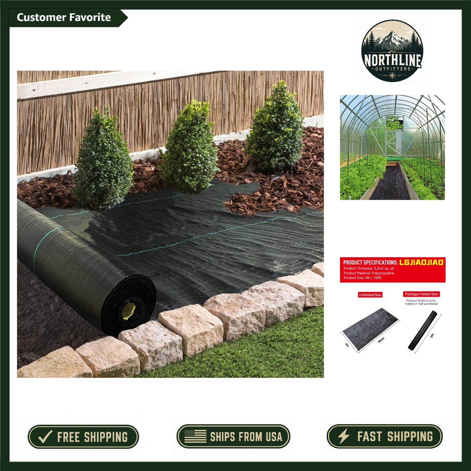 Durable 4FTx100FT Weed Block Fabric - Effortless Installation & Long-Lasting Use gallery