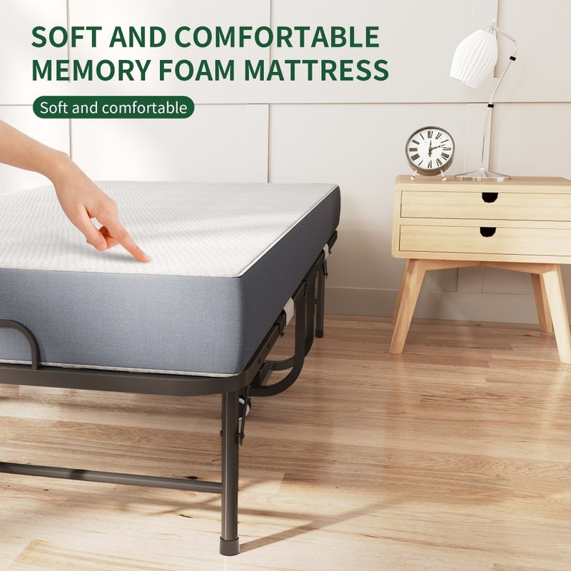 Upgrade Portable Folding Bed with 5" Memory Foam Mattress Rollaway Cot Guest Bed gallery