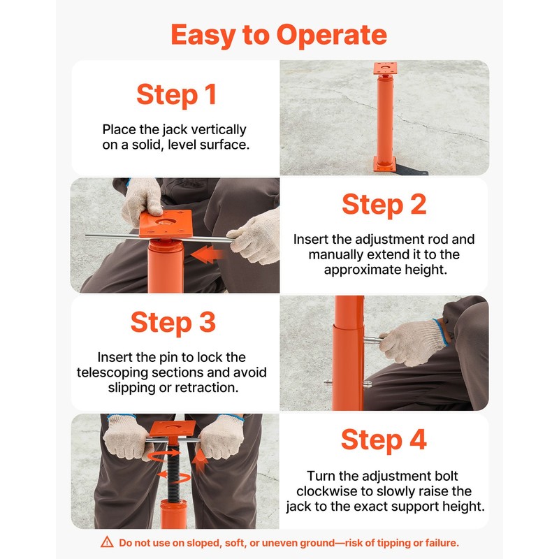 Uimoso Adjustable Floor Jack Posts for Leveling, 2PCS 19-36 Inch gallery