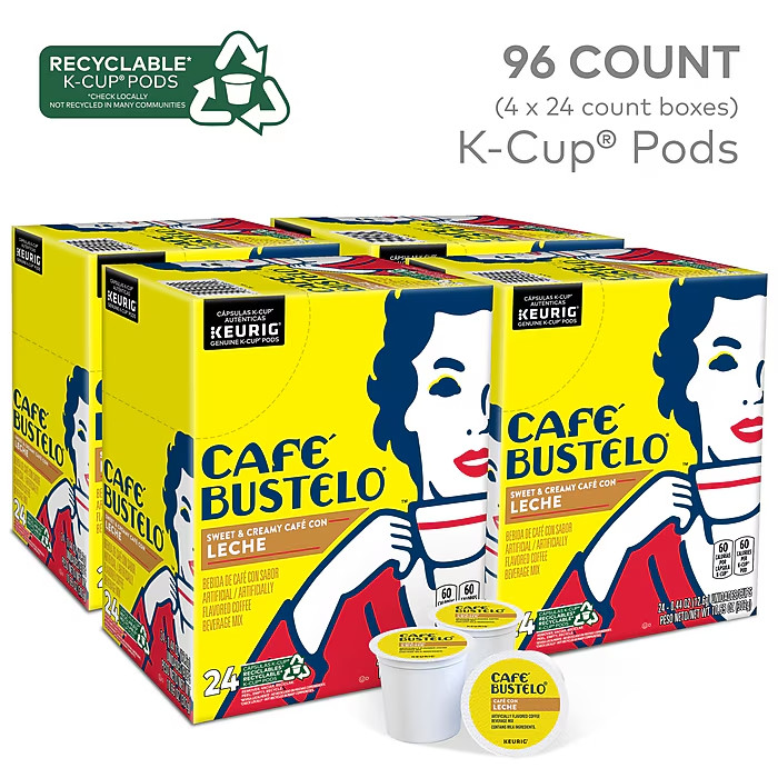 Café Bustelo Sweet & Creamy Café con Leche Coffee Keurig K-Cup Pods 96 Count Box gallery