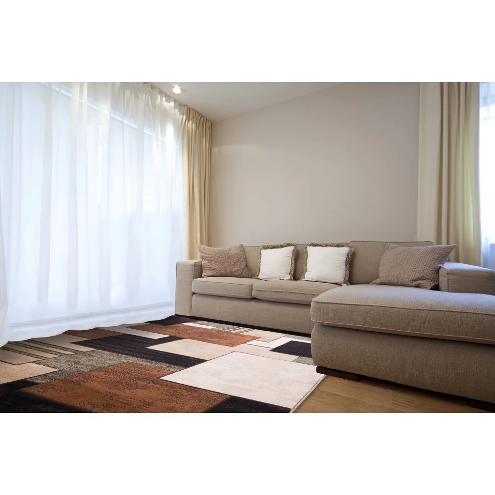 Modern Geometric Runner Area Rug Brown and Green 1 ft 9 in x 7 ft 2 in gallery