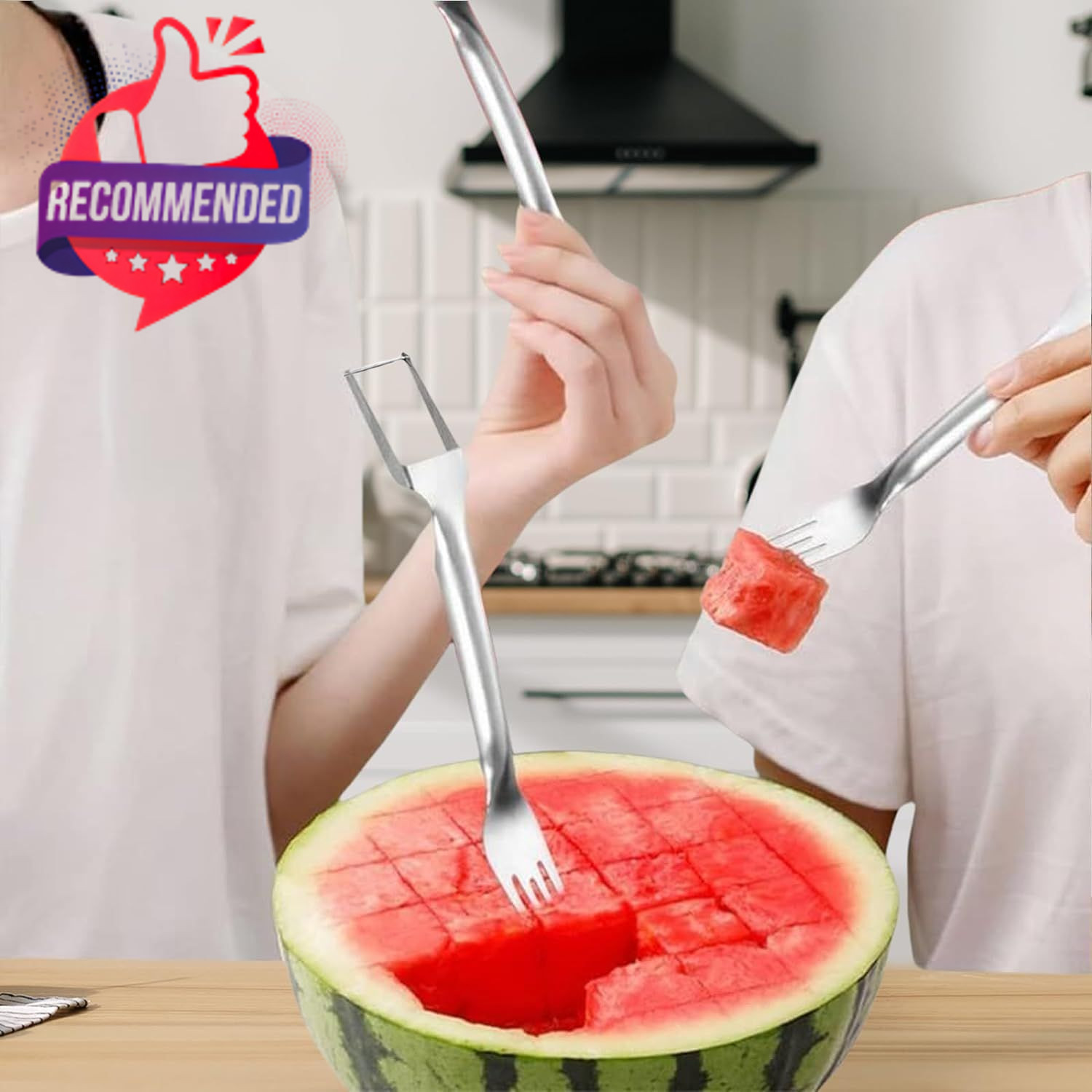 Watermelon Cutter, 2-in-1 Stainless Steel Fruit Dual Head Watermelon... gallery