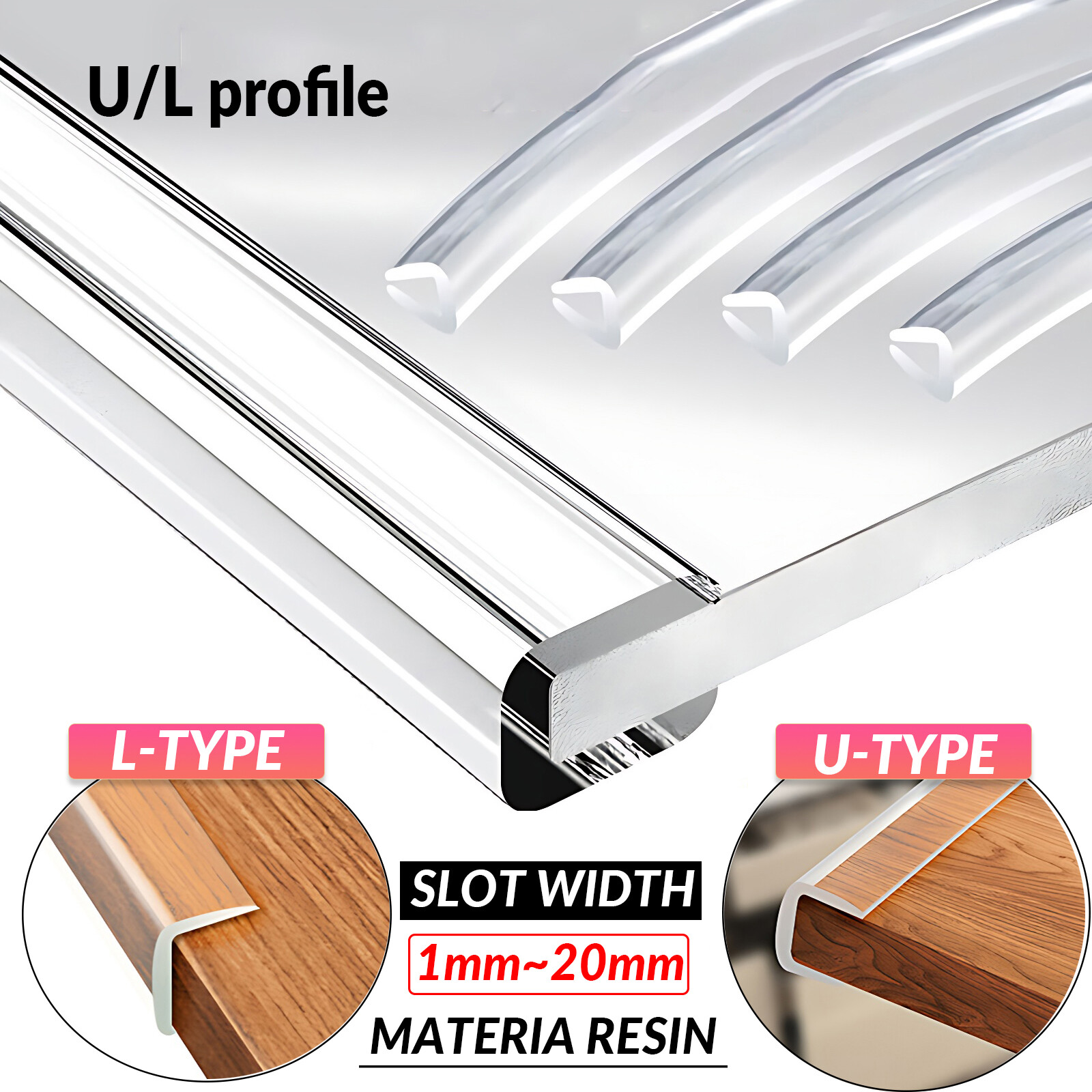 Silicone Rubber U/L Shape Sealing Strip U Channel Edging Trim Slot Width 1~20mm gallery