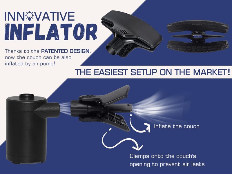WEKAPO Inflatable Couch & Pump Lightweight Air Sofa for Relaxing Anywhere (Navy) gallery