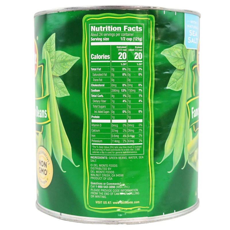 2 PACK - Del Monte Fancy Cut Green Beans 101 oz. (Total 202 oz) FREE FAST SHIP!! gallery