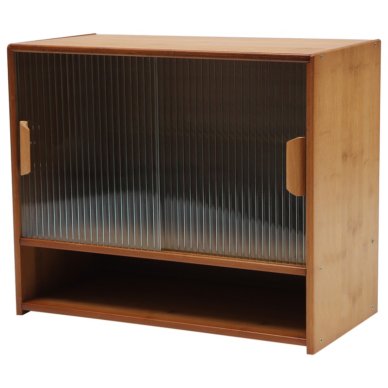 Kitchen Pantry Sideboard Bamboo Small Storage Cabinet Sliding Door Cupboard gallery