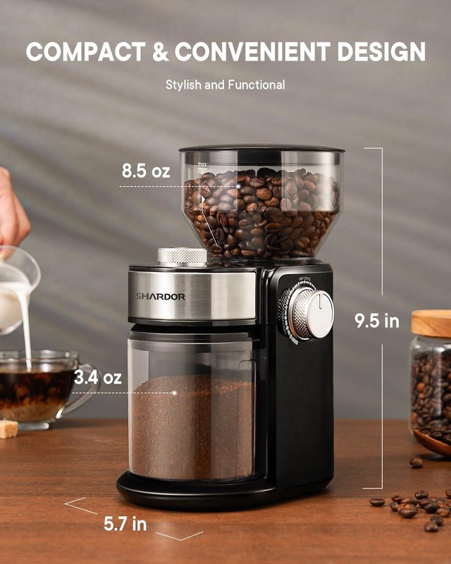 Compact Electric Burr Mill Coffee Grinder with 16 Settings for Any Brew Method gallery