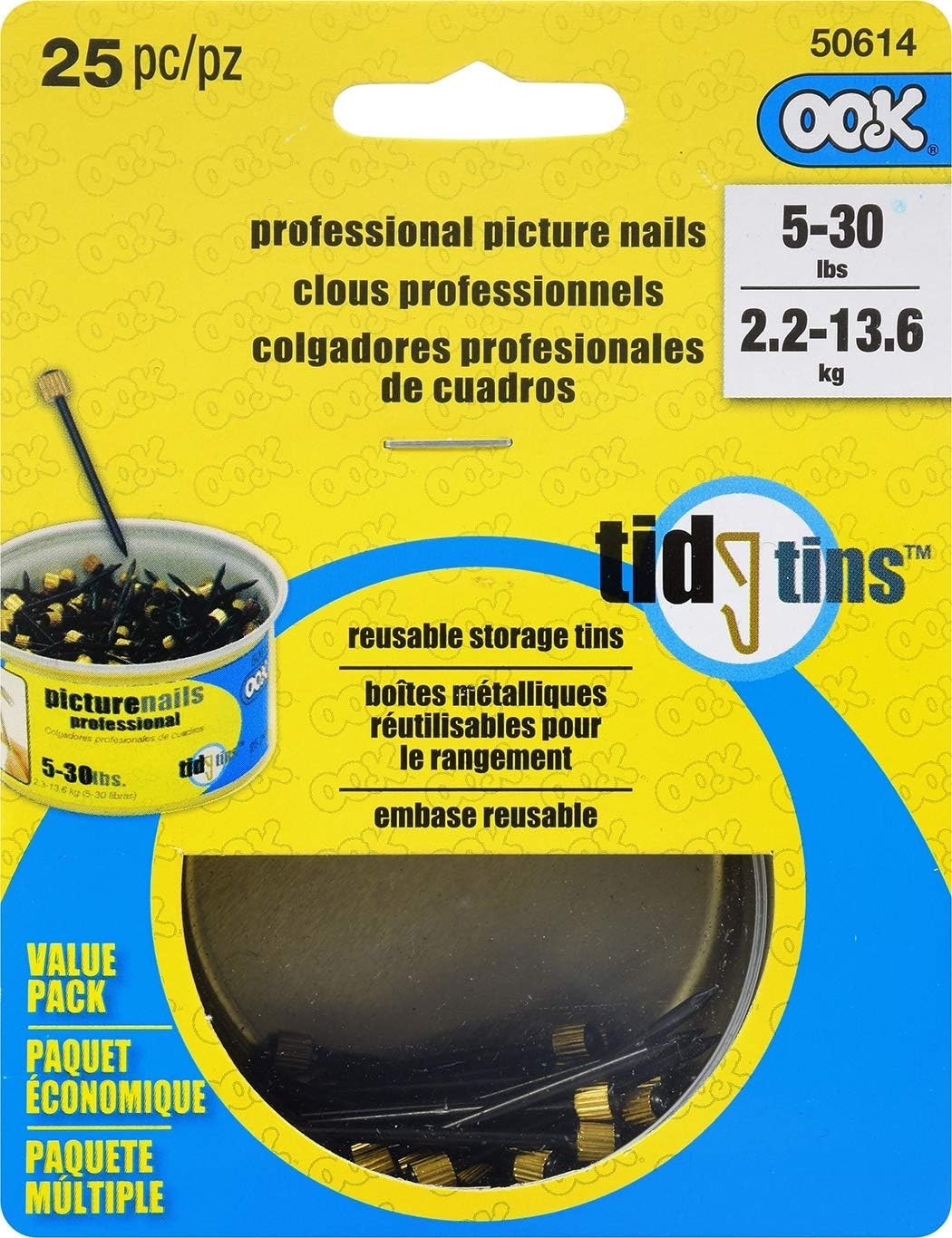 Professional Picture Hanging Nails, Blue Steel Pro Nails, Black/Gold, gallery