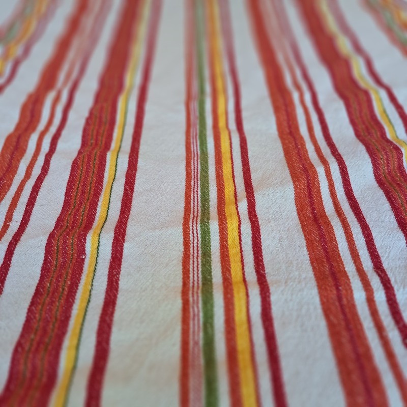 Max Studio Tablecloth Stripe White Red Orange Yellow Green 50"x75" Cotton& Flax gallery